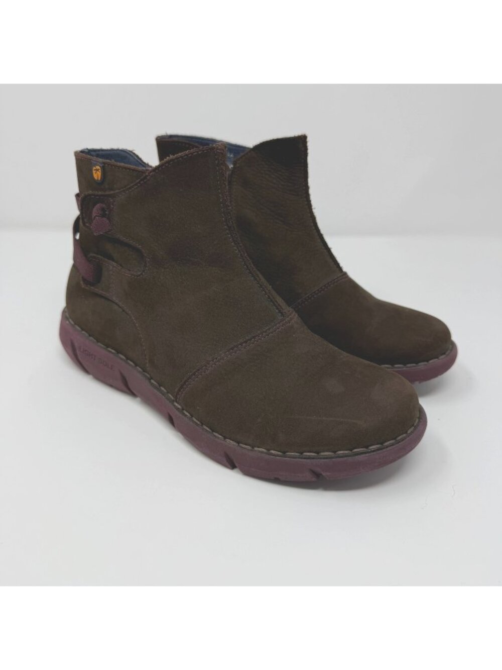 Jungla 6986-v30 Brown/Burgundy Suede Leather Chelsea Boots Ankle Side Zip 37